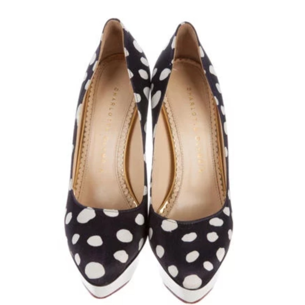 CHARLOTTE OLYMPIA POLKA DOT PLATFORM PUMPS sz41